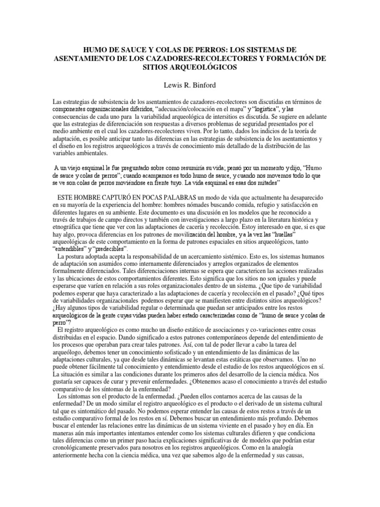 Binford PDF Arqueología Cazador recolector