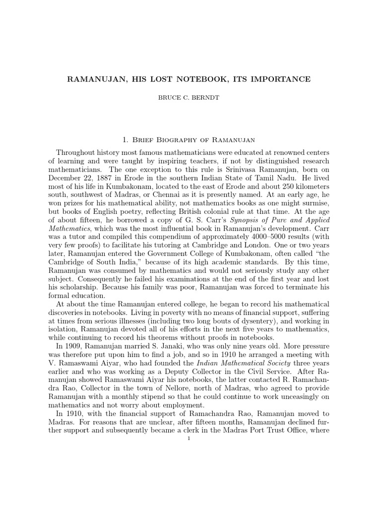 RamanuJan Lostnotebook PDF | PDF | Number Theory | Mathematical Analysis