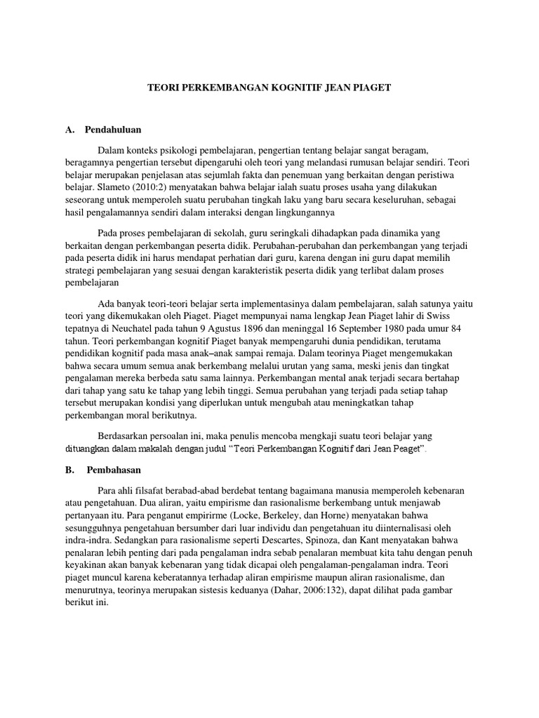 Teori Perkembangan Kognitif Jean Piaget  PDF
