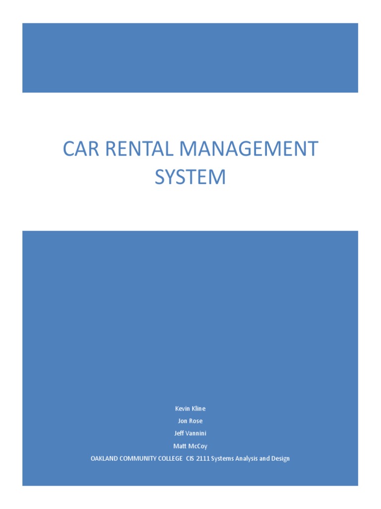 Car Rental Management System Design | PDF | Password | Use Case