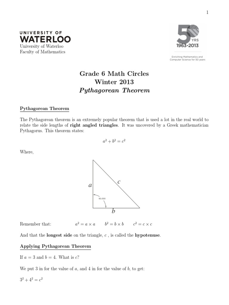 Pythagorean Theorem 1 Answers | Geometry | Physics & Mathematics