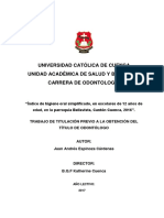 Universidad Católica de Cuenca Unidad Académica de Salud Y Bienestar Carrera de Odontología