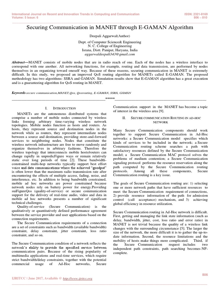 E-GAMAN: Secure Routing in MANETs | PDF | Wireless Ad Hoc Network ...