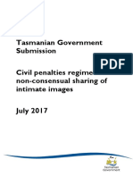 Tasmanian Government's Submission To Civil Penalties Regime For Non-Consensual Sharing of Intimate Images - July 2017