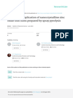 Gas Sensing Application of Nanocrystalline Zinc Oxide Thin Films Prepared by Spray Pyrolysis