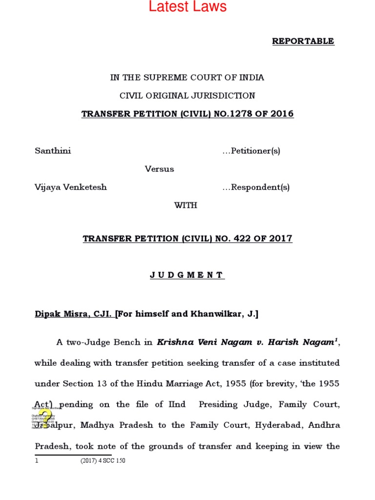 Matrimonial Dispute Judgment by Supreme Court PDF Family Court