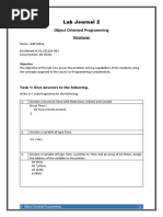 Lab Journal 2: Object Oriented Programming