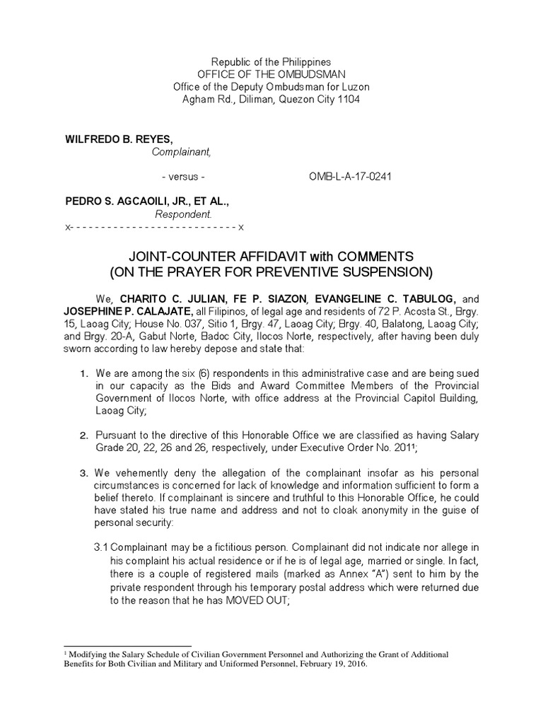 Counter (Administrative) Ombudsman Case PDF Perjury Negligence