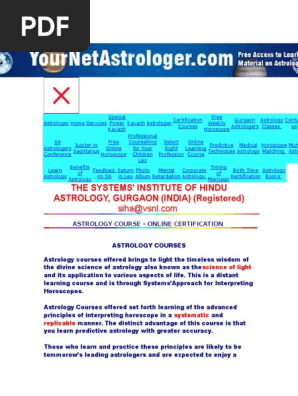 The Systems' Institute Of Hindu ASTROLOGY GURGAON (INDIA