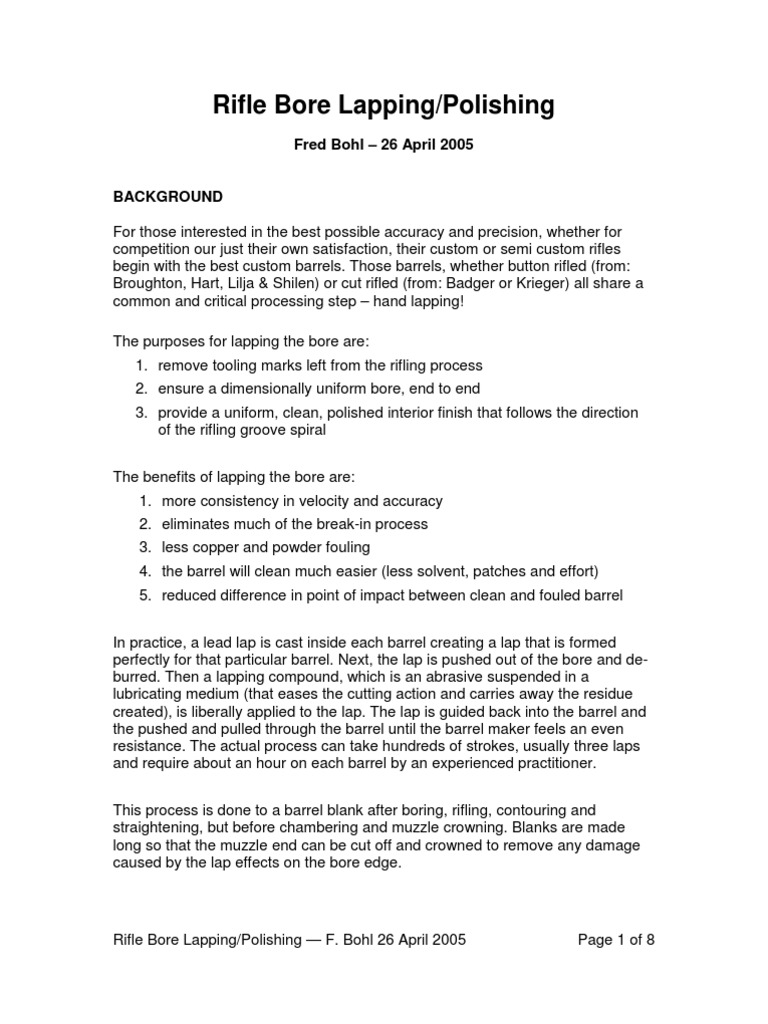 Rifle Bore Lapping PDF Gun Barrel Rifle