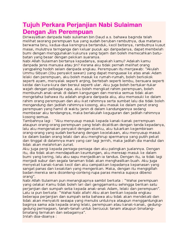 7 Perjanjian Nabi Sulaiman Pdf