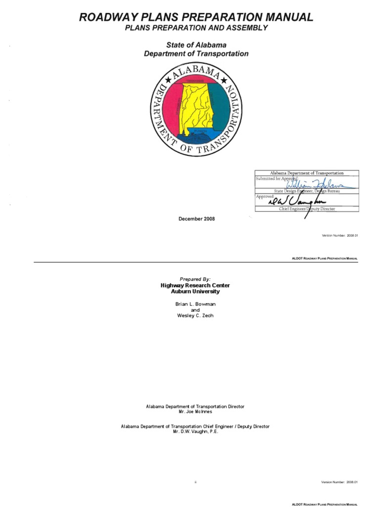 Alabama DOT Roadway Plans Preparation Manual Download Free PDF Map