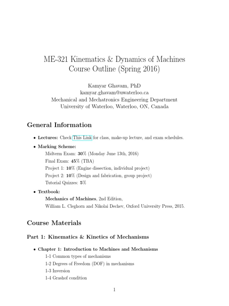 Kinematics of Machines | PDF | Kinematics | Gear