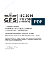 ISC 2016 Physics Theory Paper 1 Solved Paper