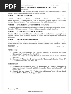 1 Engineering Mathematics Iii Pdf Fourier Series Fourier Transform
