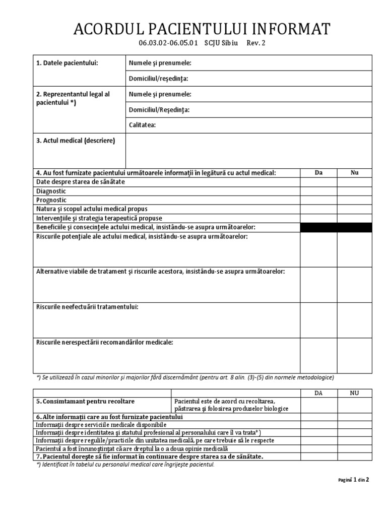 06.03.02-06.05.01 Acord+informat++pacient Rev+2 | PDF