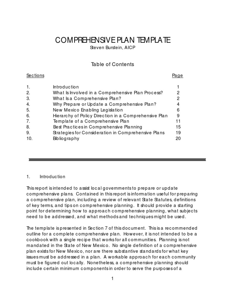 Comprehensive Planning Template PDF | PDF | Policy | Goal
