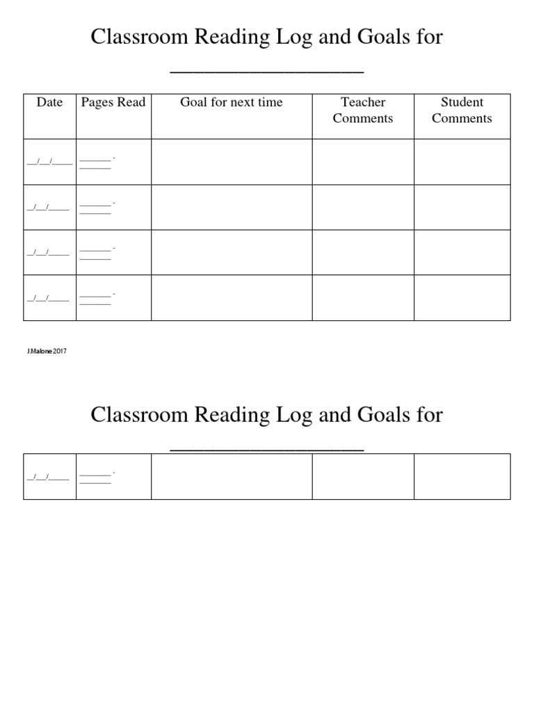 Classroom Reading Log Template | PDF | Career & Growth