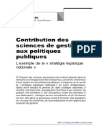 Contribution Des Sciences de Gestion Aux Politiques Publiques