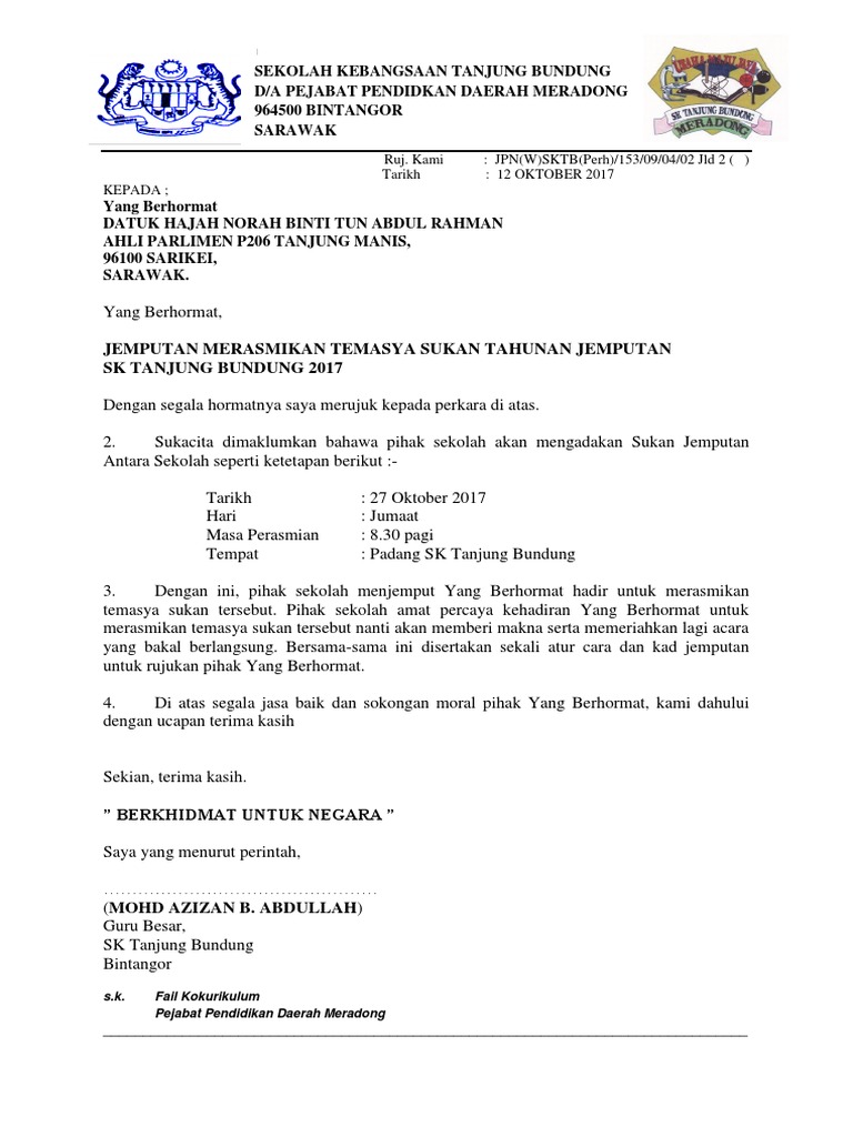 Surat Jemputan Sukan Yb