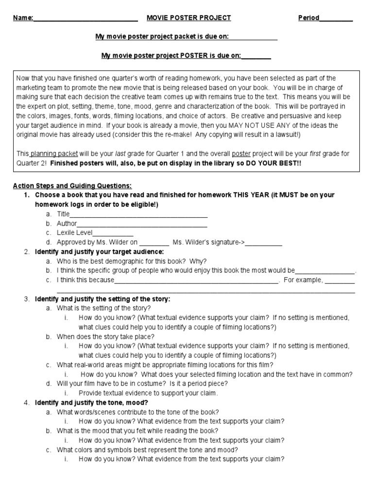 Movie Poster Project Guidelines | PDF | Career & Growth