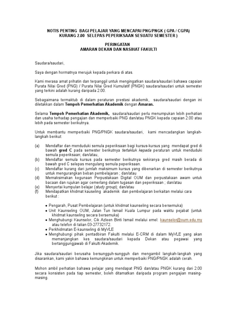 Amaran Dekan Undergrad Pdf