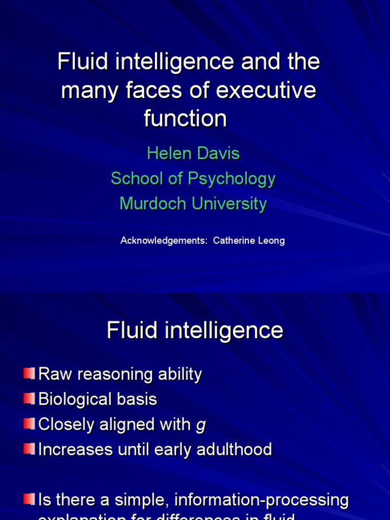 Fluid Intelligence and The Many Faces of Executive Function | PDF ...