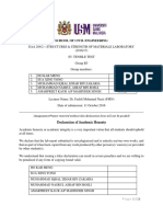 School of Civil Engineering: (Assignment/Project Received Without This Declaration Form Will Not Be Graded)