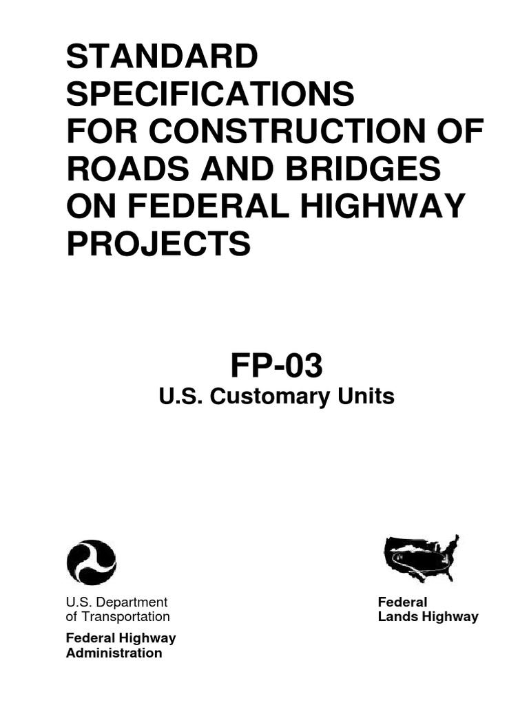 Federal Standard Specifications For Roads and Bridges | PDF