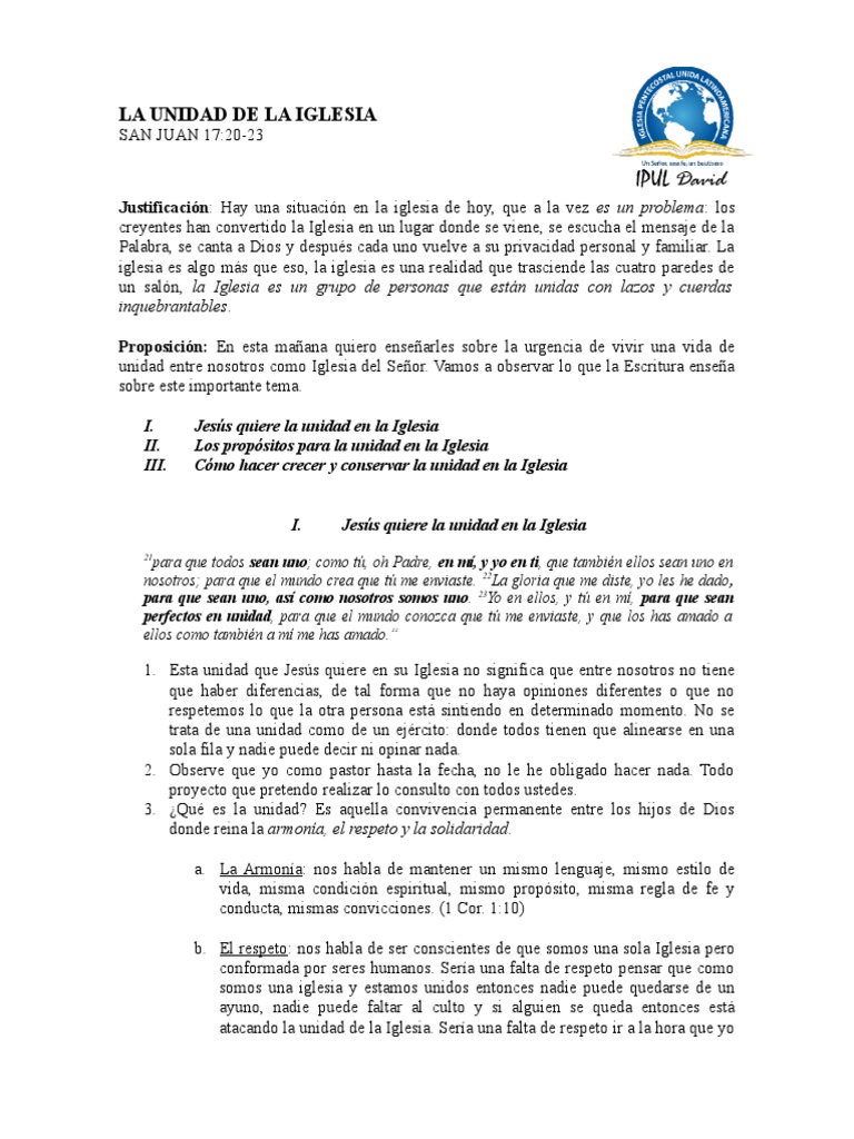 Unidad en la Iglesia: Propósitos y Claves | PDF | Amor | Iglesia cristiana