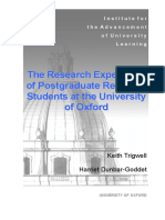 The Research Experience of Postgraduate Research Students at Oxford