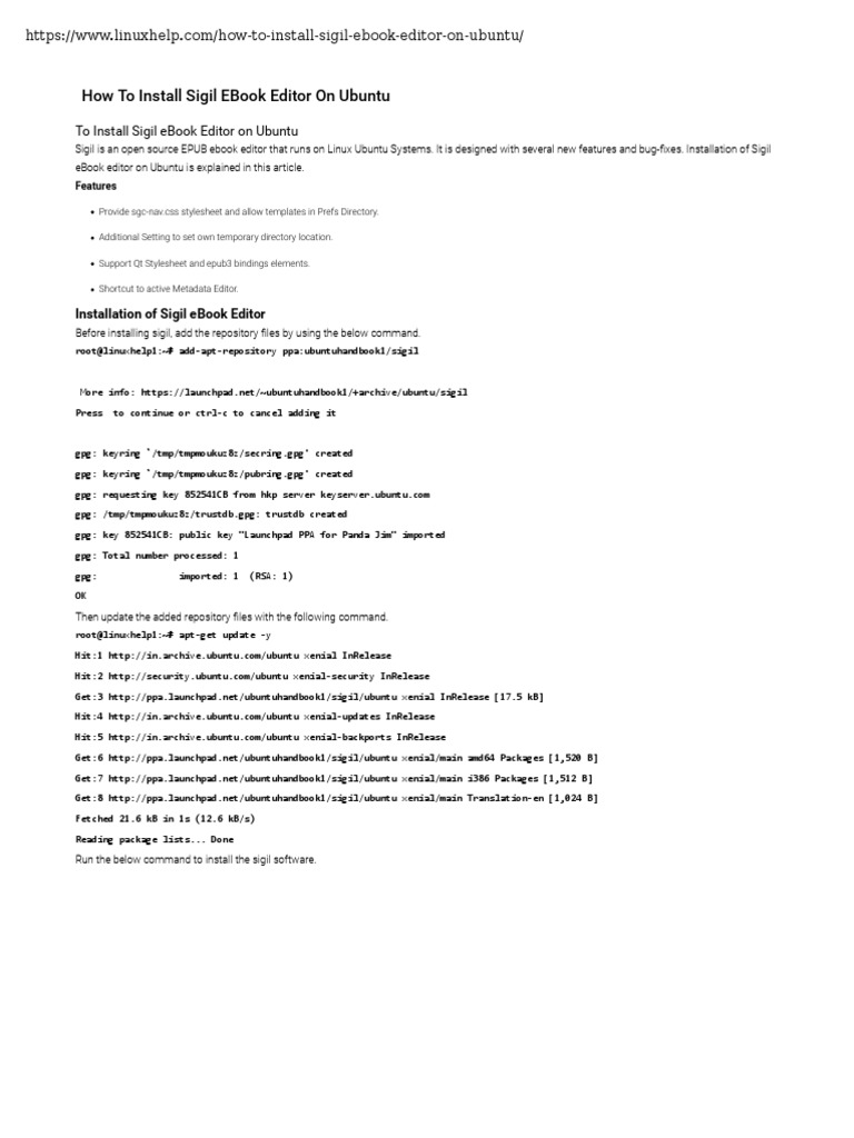 How To Install Sigil Ebook Editor On Ubuntu | PDF | Ubuntu (Operating