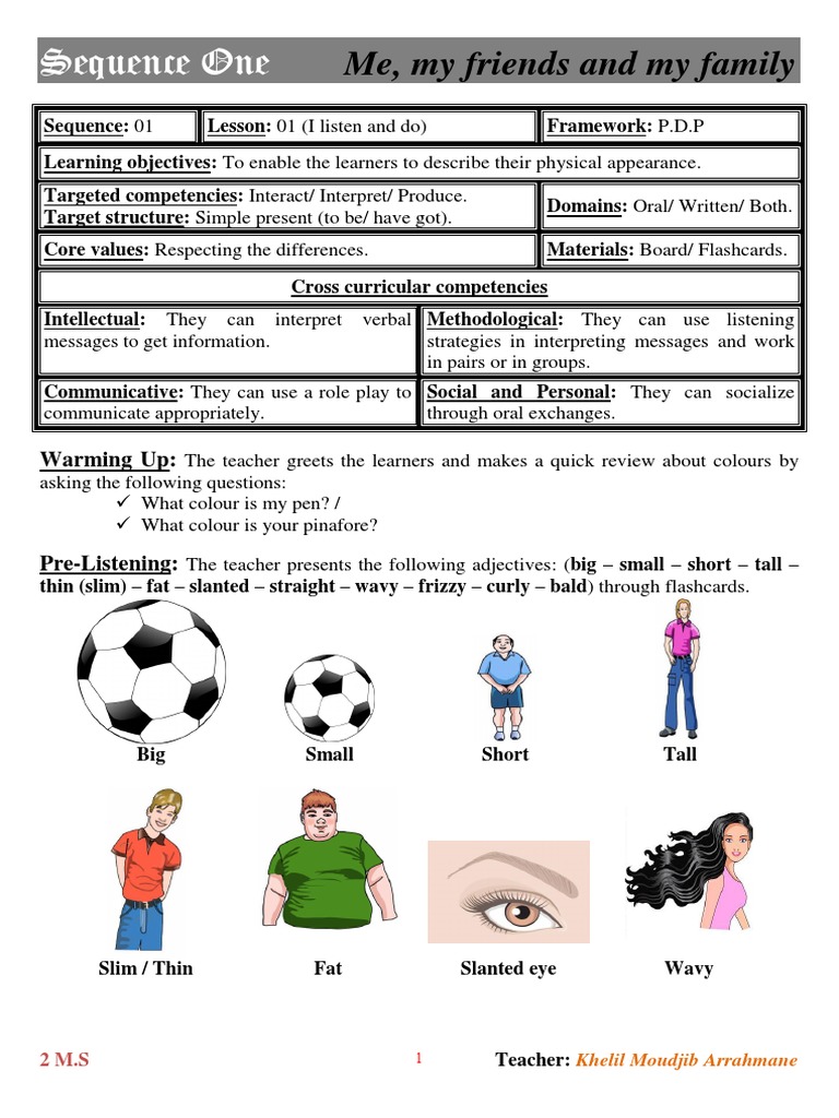 2MS Sequence 1 Lesson Plan Overview | PDF | Nonverbal Communication ...
