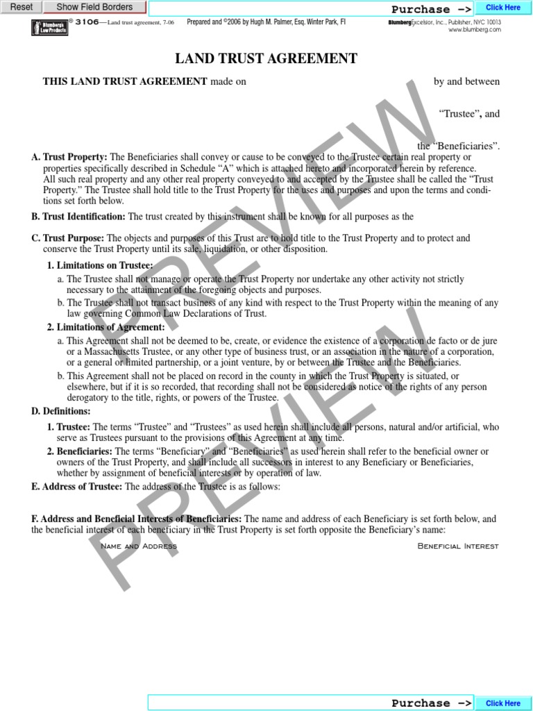 Land Trust Sample 1 Trust Law Beneficiary (Trust)