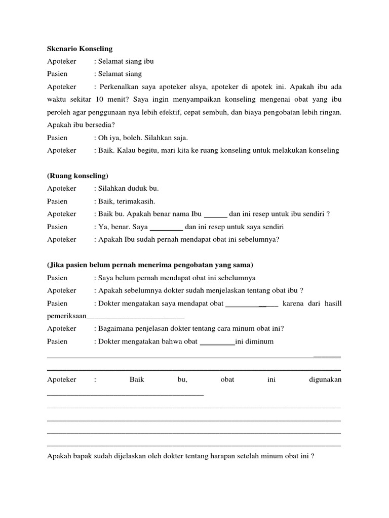 Skenario Konseling Apoteker | PDF