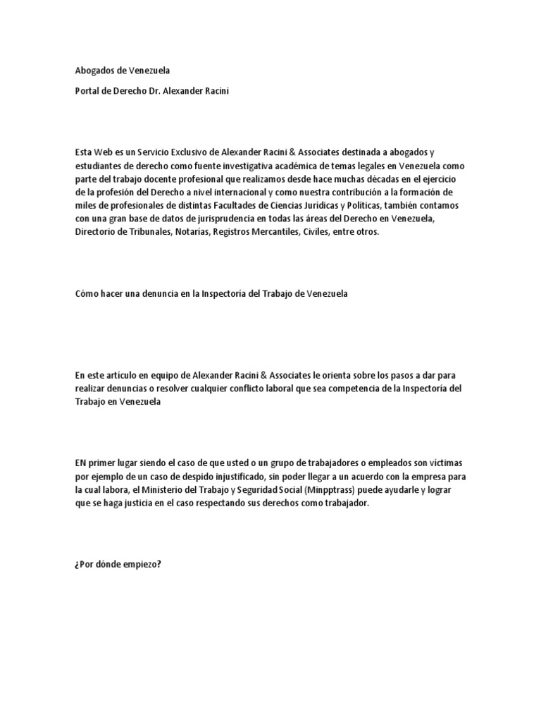 Cómo Hacer Una Denuncia en La Inspectoría Del Trabajo de Venezuela