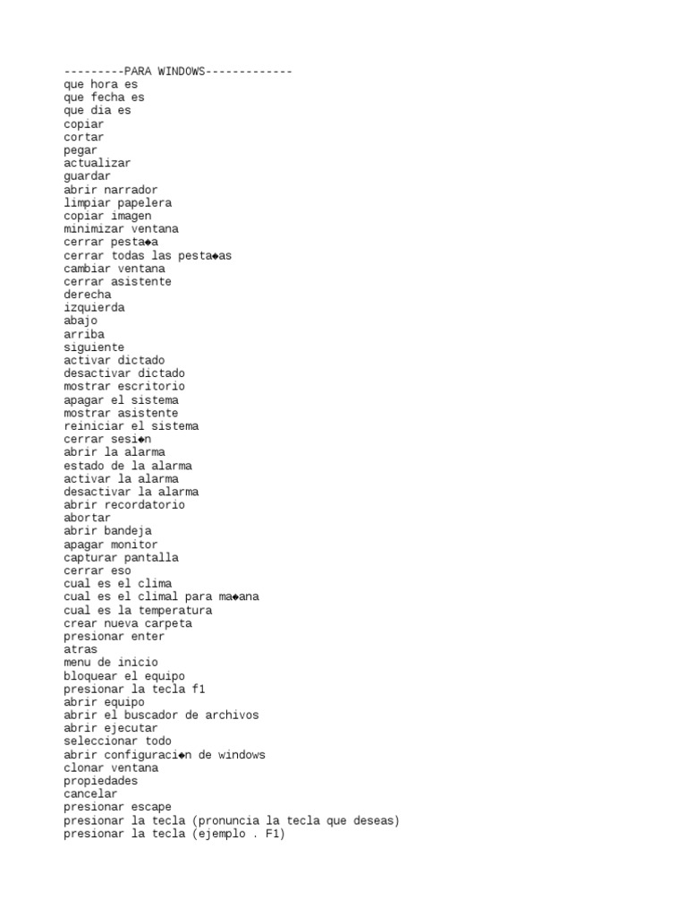 Comandos de Voz para Windows y Navegadores | PDF | Ventana (informática ...