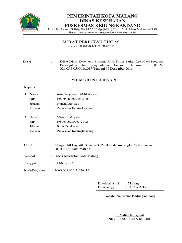1 Contoh Surat Tugas Pdf