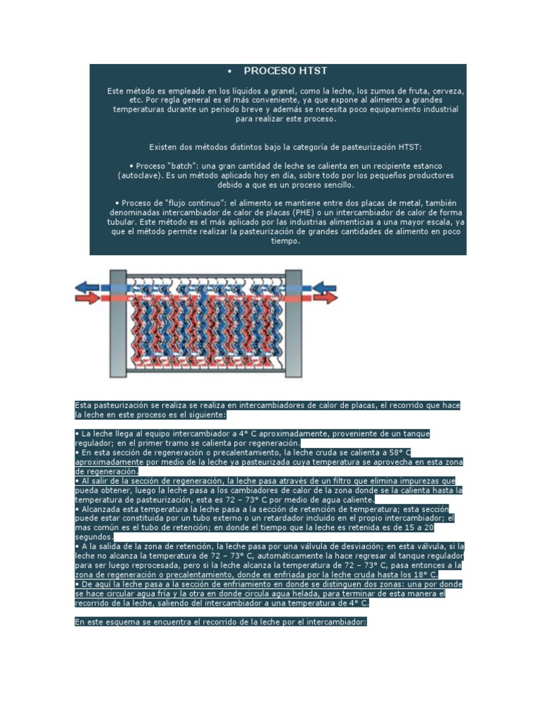 Proceso HTST | PDF | Leche | Energía y recursos