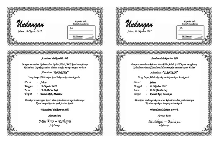 Contoh Undangan Tahlildocx