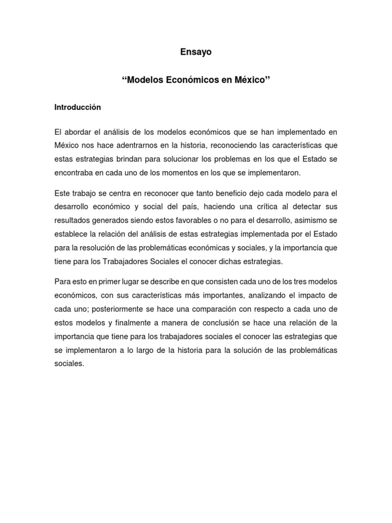 Ensayo Modelos Ecomicos en México | PDF | Crecimiento económico | Deuda  gubernamental