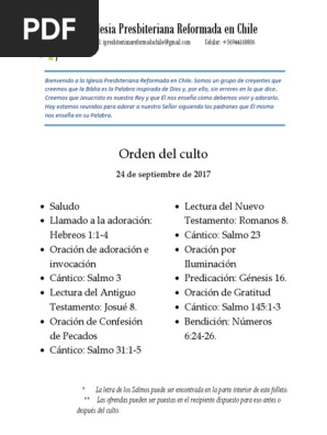 2017 09 24 Orden Del Culto Salmos Oración
