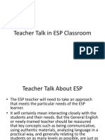 Teacher Talk in ESP Classroom