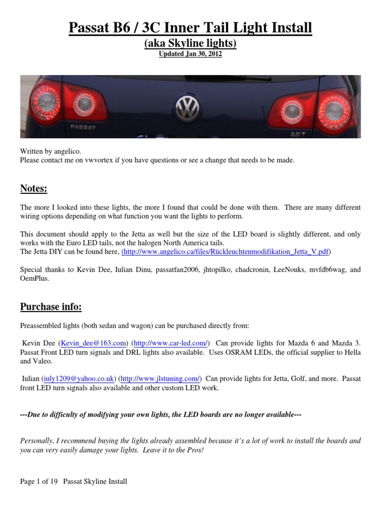 PASSAT B6 VW Jetta Volkswagen Skyline LED Rings for sale online
