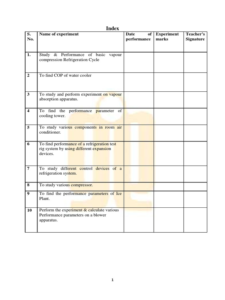 RAC Lab Manual PDF Air Conditioning Gas Compressor
