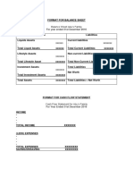 Format for Balance Sheet