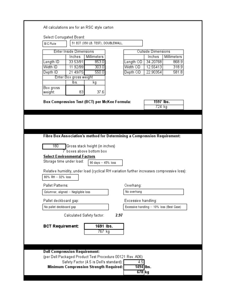 McKee Formula for Box Compression | PDF | Computers