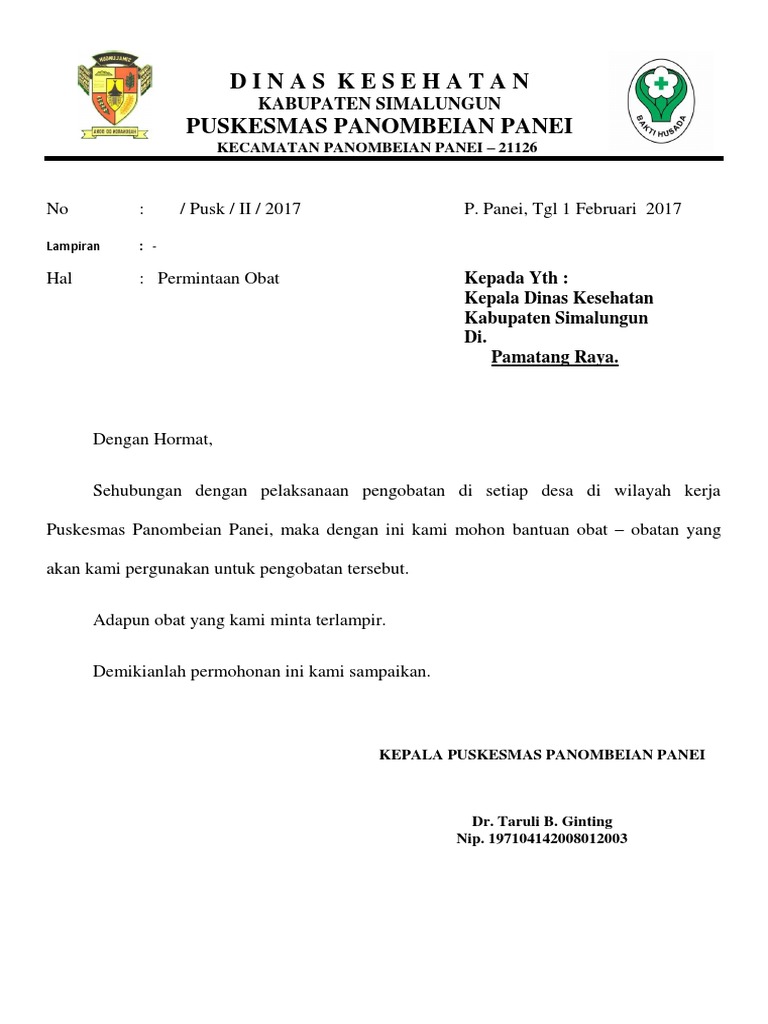 Surat Permintaan Obat