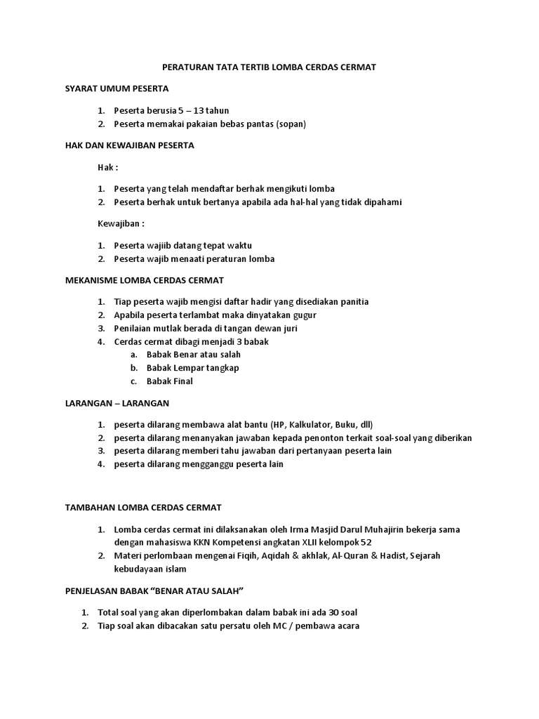 Teks Pembawa Acara Lomba Cerdas Cermat Kumpulan Contoh Teks Mc