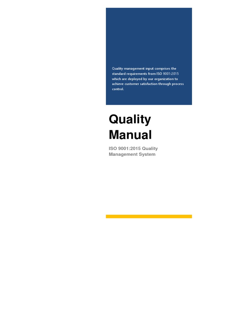 ISO 9001:2015 Quality Manual Overview | PDF | Quality Management ...